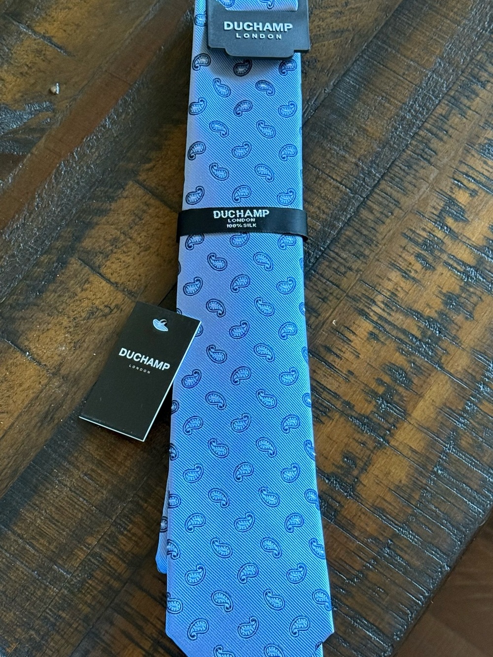 Duchamp London Blue Paisley Silk Tie